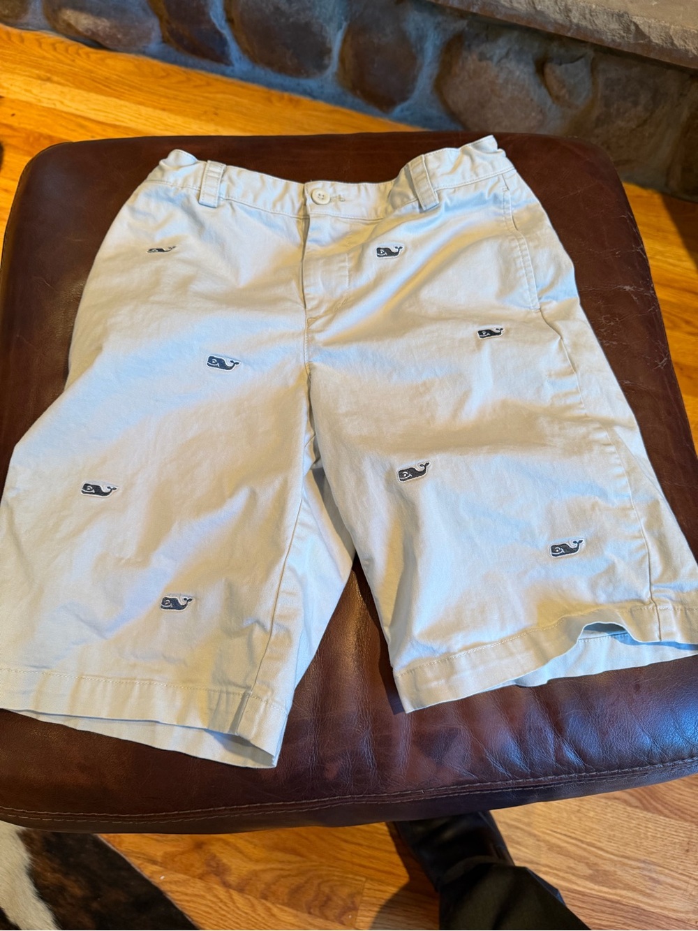 Vineyard Vines Khaki Shorts with Navy Whale Embroidery